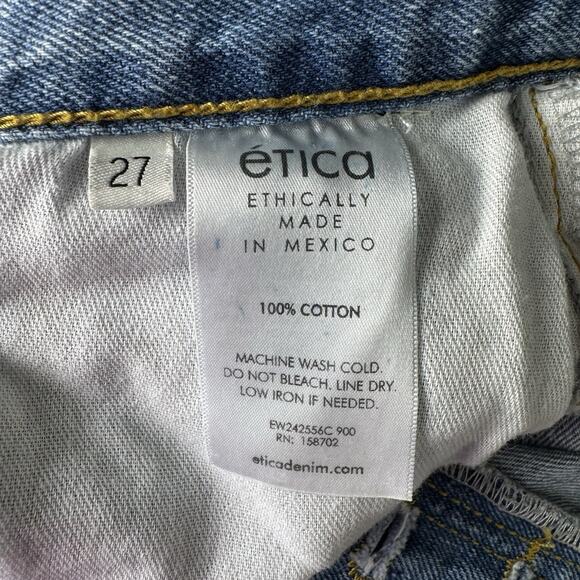 ETICA High Rise Straight Jeans LightWash Raw Cuff Size27 Cotton100% Minimalist - Picture 10 of 11